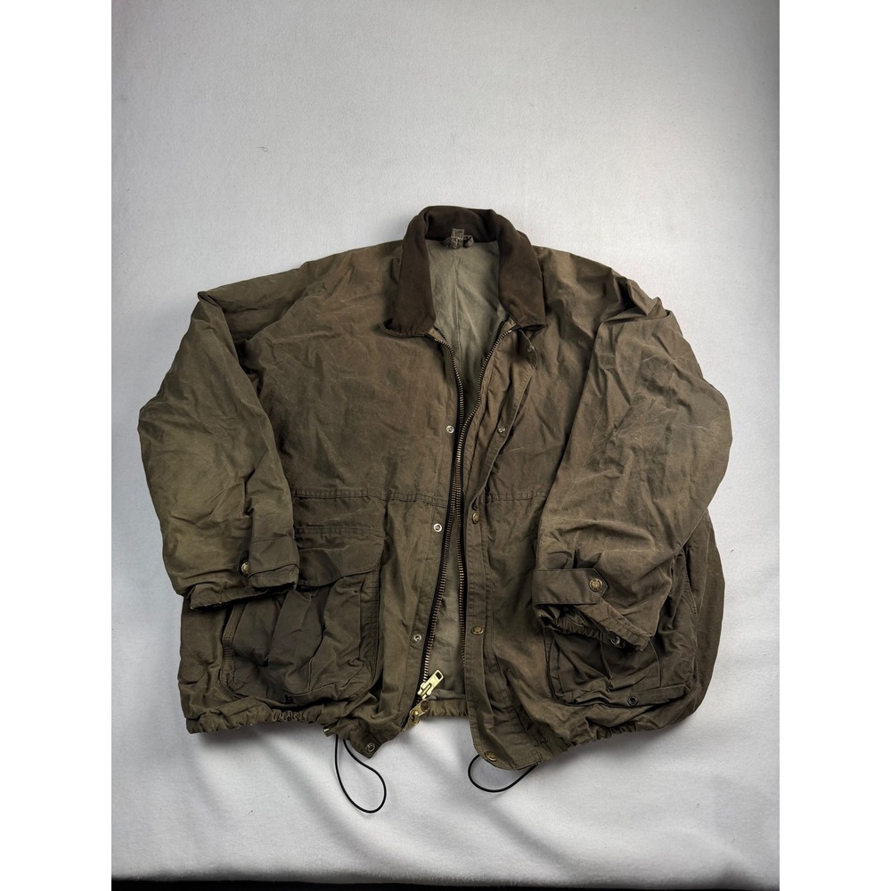 Vintage Filson Waxed Cotton Field Jacket Olive Brown Corduroy Collar Mens XL